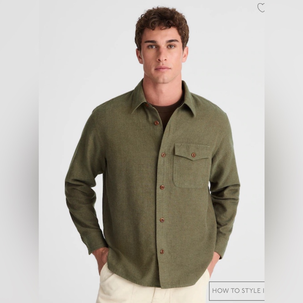 Madewell Work Shirt in Herringbone Dark Olive Herringbone Size Small NEW w/ Tag